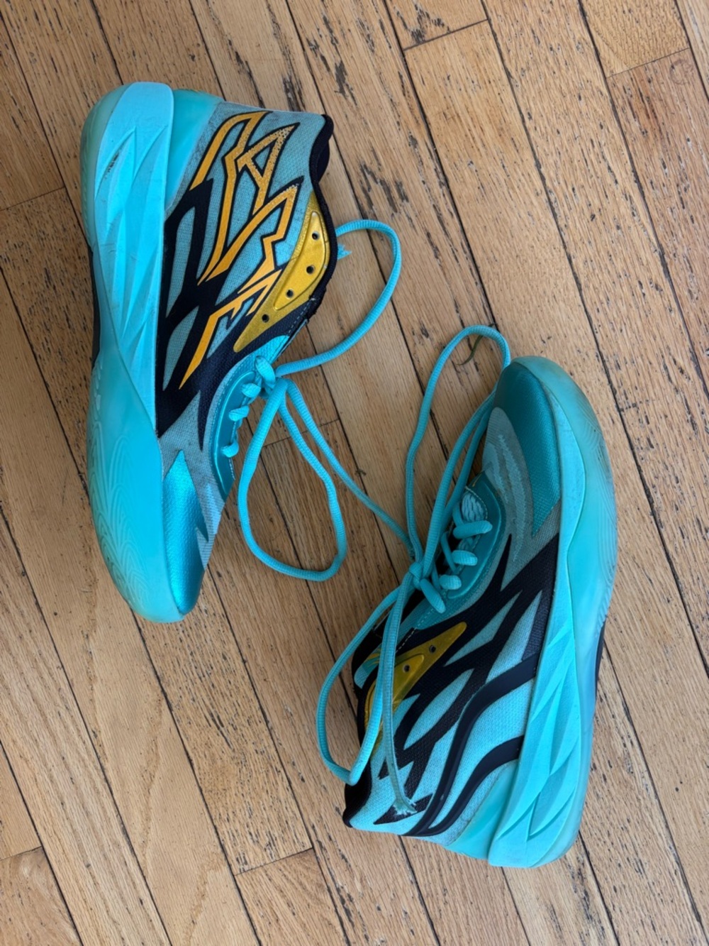 Puma Turquoise Black Yellow Athletic Basketball Shoes